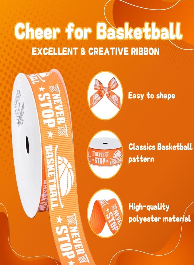 Ribest Basketball Ribbon, 7/8 Inch Grosgrain Sports Ribbon for Crafts Hair Bows Gift Wrapping Team Decor Party Decorations, Orange and White, 10 Yards - Image 2